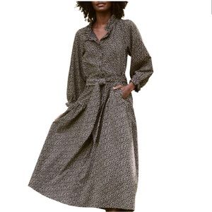 The Venetian Dress in Black Laurel Leaf Print